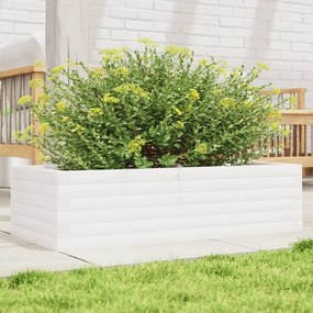 vidaXL Jardinieră de grădină, alb, 90x40x23 cm, lemn masiv de pin