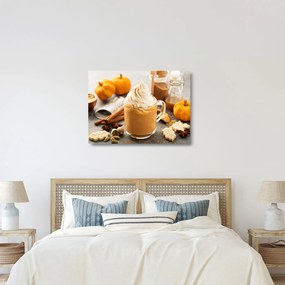 Tablou pe sticlă - Cafea cu lapte de dovleac (70x50 cm)