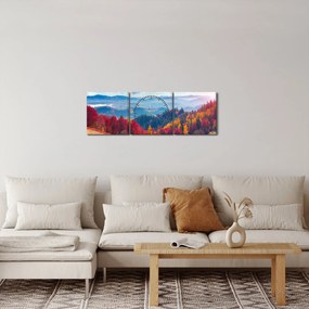 Tablou cu peisaj de toamnă pitoresc (cu ceas) (90x30 cm)