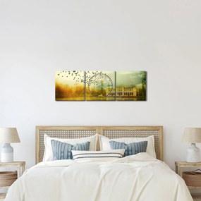 Tablou peisajului pictat cu sediul (cu ceas) (90x30 cm)