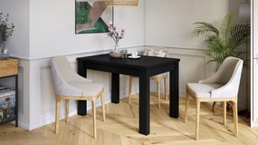 Mazzoni FONTE Negru Mat - MASĂ CLASICĂ DE BUCĂTĂRIE/LIVING EXTENSIBILĂ PÂNĂ LA 130 sau 155 cm!