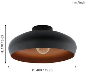 Plafonieră Eglo 55248 MOGANO 1xE27/60W/230V negru