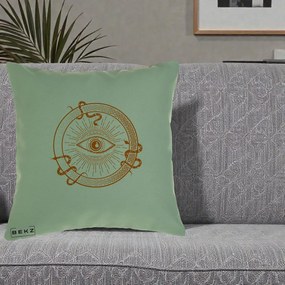 Perna Personalizata Ochiul Providentei Mistic Orange, 40x40 cm, Verde, Husa Detasabila, Perna Inclusa, BEKZ®