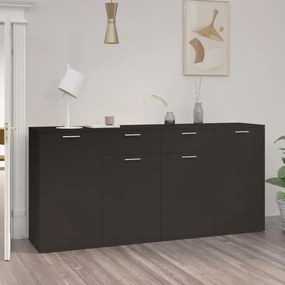 3074928 vidaXL Servantă, negru, 160x36x75 cm, lemn prelucrat