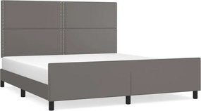 vidaXL Cadru de pat cu tăblie, gri, 180x200 cm, piele ecologică