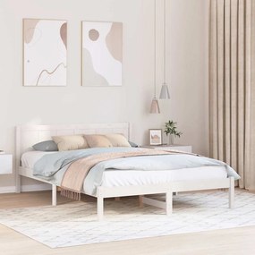 vidaXL Cadru de Pat Alb din Lemn Alb Lemn 160 x 200 cm Durabil