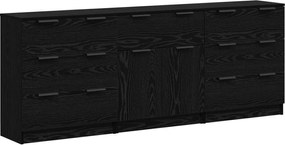 vidaXL Bufet 3 pcs Stejar Negru 181 x 30 x 70 cm Lemn compozit