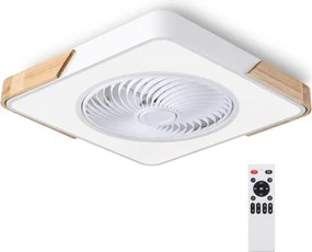 Brilagi-LED Lampă cu ventilator, reglabilă, LED/30W/230V 3000-6500K, alb/stejar + telecomandă