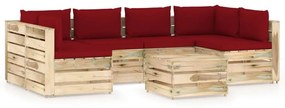 Set mobilier de gradina cu perne, 7 piese, lemn verde tratat Vinsko rde  a in rjava, 7