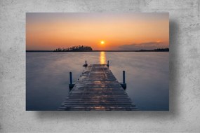 Tapet Premium Canvas - Digul din lemn la apusul soarelui langa lac
