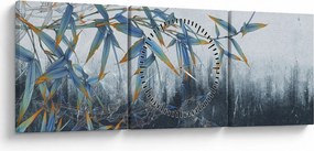 Tablou - Bambus pe perete (cu ceas) (90x30 cm)