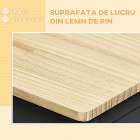 HOMCOM Cărucior de Bucătărie cu Sertare, Roți și Dulap cu 2 Uși 89x40x84 cm Negru | Aosom Romania