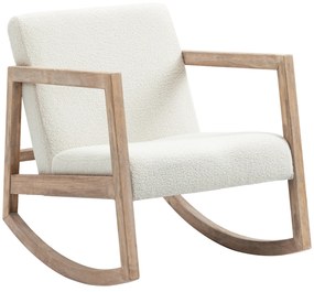 HOMCOM Scaun Balansoar Minimalist cu Pernuțe pentru Scaun și Spătar, Scaun pentru Sufragerie din Lemn de Caucciuc, Pluș și Spumă, 60x81x71 cm, Crem | Aosom Romania