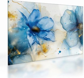 Tablou pe sticlă - Floral, pictură cu cerneală (70x50 cm)