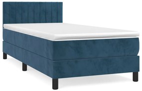 3141393 vidaXL Pat box spring cu saltea, albastru închis, 80x200 cm, catifea