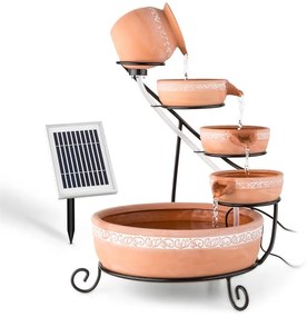 Empoli, fântână cascadă, teracotă, 5 nivele, 200 L / H, solară, LED, 2 W