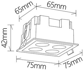 Corp incastrabil cu 4 spoturi LED BLAU negru