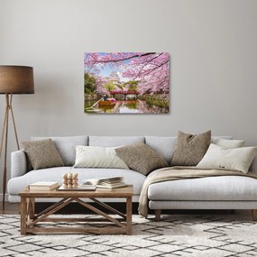Tablou pe sticlă cu cireș japonez (70x50 cm)