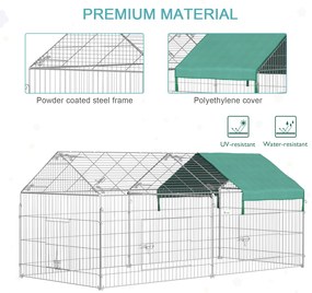 PawHut 7.2' Tarc cu Capac pentru Animale Mici, Tarc din Metal pentru Exercitii All-in-One pentru Animale de Companie | Aosom Romania