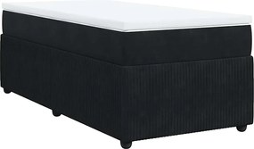 vidaXL Pat box spring cu saltea, negru, 90x190 cm, catifea