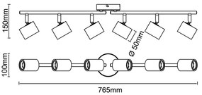 Brilliant - Spot KERRY 6xE27/40W/230V negru/bambus