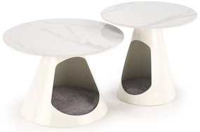 Set 2 buc. măsuțe de cafea Ozzi (marmură albă + alb). 1092456