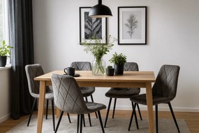 Scaun de dining din catifea gri inchis LIBRA cu picioare negre