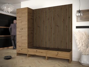 Mobilier hol Esmaldos VI (Stejar artisan + Negru + maro) . 1104720