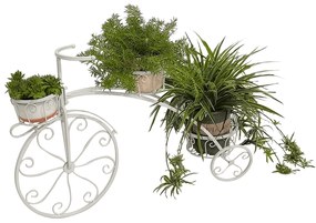 Suport ghivece flori in forma de bicicleta metal alb Pavar 78x26x52 cm