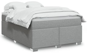 vidaXL Pat box spring cu saltea, gri deschis, 140x190 cm, textil