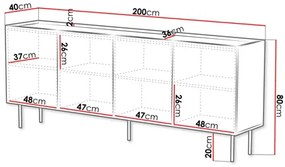 Dulap Grotzi 200 4D (Alb + Negru) . 1105923