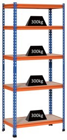 HOMCOM Etajera din metal pentru garaj 5 nivele capacitate 1500 kg 80 x 40 x 182 cm albastru portocaliu | Aosom Romania