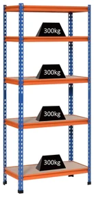 HOMCOM Etajera din metal pentru garaj 5 nivele capacitate 1500 kg 80 x 40 x 182 cm albastru portocaliu | Aosom Romania