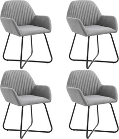 vidaXL Scaune de bucătărie pivotante, 4 buc., gri deschis, textil