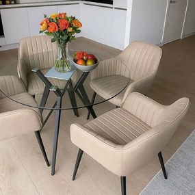 Fotoliu pentru cafenea din catifea cu picioare metalice BUC 259 bej