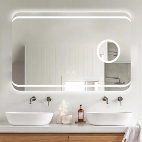 Oglindă Baie LED și Dezaburire Elit's Premium cu Senzor Touch, Lumina Rece, Caldă și Neutră, 90x60cm, Lupa Cosmetica esn141