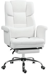 HOMCOM Scaun de birou ergonomic, înălțime reglabilă 48-56 cm, spătar cu înclinare, suport pentru picioare, alb | Aosom Romania