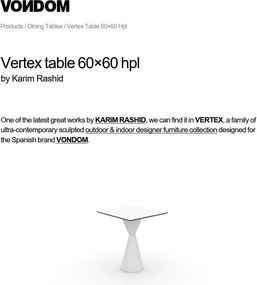 Masa de exterior / interior design modern premium VERTEX 60x60cm