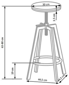 Scaun de bar 80x30 cm negru