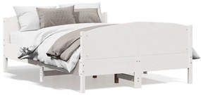 3216186 vidaXL Cadru de pat cu tăblie, alb, 120x190 cm, lemn masiv pin