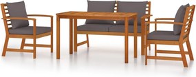 vidaXL Set mobilier de grădină cu perne, 4 piese, lemn masiv de acacia