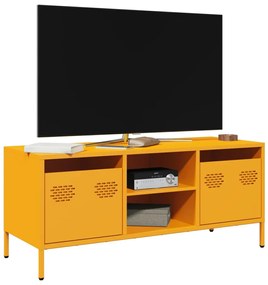 vidaXL Dulap TV, galben muștar, 101,5x39x43,5 cm, oțel laminat la rece