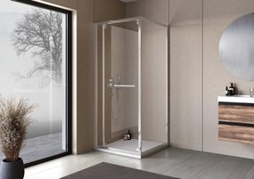 Cabina dus patrata cu usa glisanta rotativa KolpaSan Stellar DW 120x90 cm, crom lucios