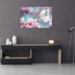 Tablou - Fluture pe un cireș (90x60 cm)