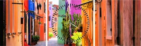 Tablou - Casa colorată în Burano, Veneția (cu ceas) (90x30 cm)
