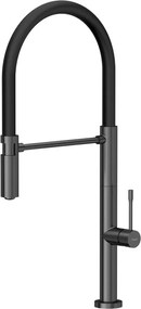 Baterie bucatarie cu pipa flexibila Quadron Unique T-Line Margot grafit metalizat