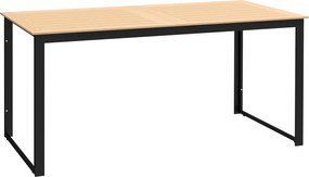 Outsunny Masă de grădină pentru 6 persoane 160 x 80 cm, rezistentă la intemperii, masă balcon cu blat cu lamele, masă buffet outdoor Teak | Aosom Romania