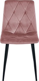 Roz scaun bucatarie LIBRA din catifea cu picioare negre