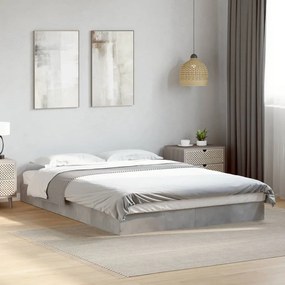 vidaXL Cadru de pat, gri beton, 140x200 cm, lemn prelucrat
