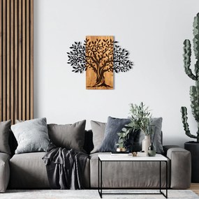 Decoratiune de perete lemn Enzo, Negru, 58x3x72 cm